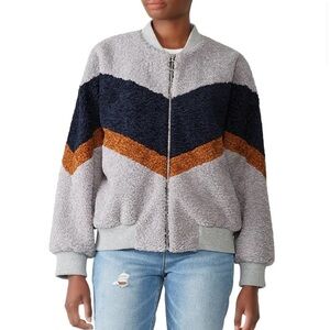 J.O.A. Colorblock Teddy Faux Fur Jacket,l size S